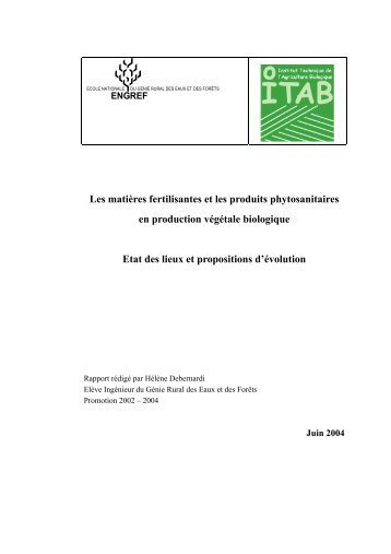 Les matiÃ¨res fertilisantes et les produits ... - Erigone.com