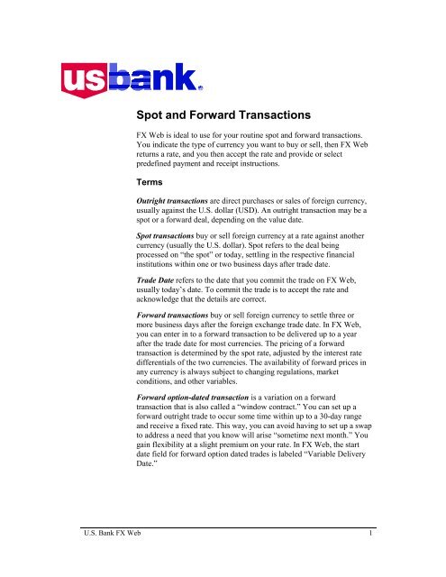 Spot And Forward Transactions
