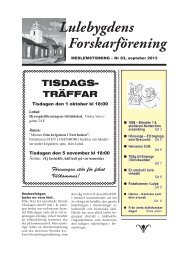 Forskarförening Lulebygdens - Lulebygdens forskarförening