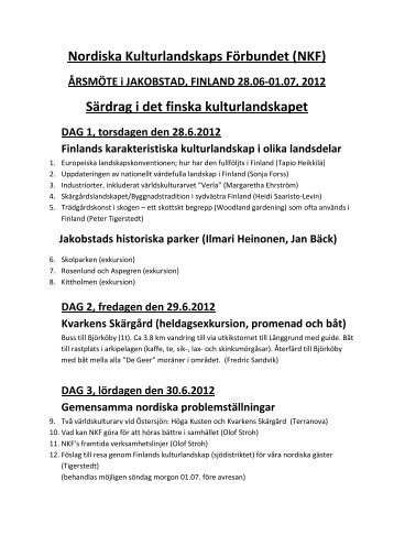 Nordiska Kulturlandskaps Förbundet (NKF) Särdrag i det finska ...