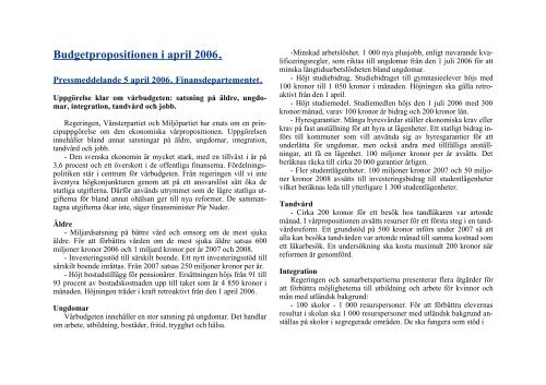Sven Wimnell 060408: Budgetpropositionen vÃ¥ren 2006 ... - Wimnells