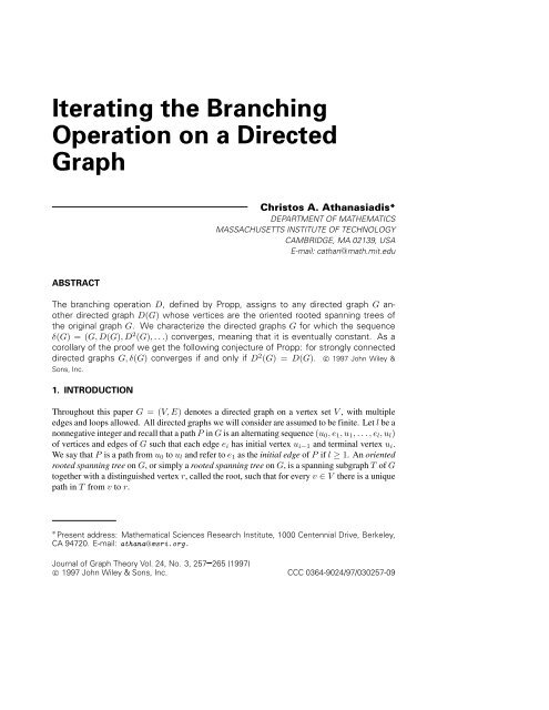 Iterating the branching operation on a directed graph