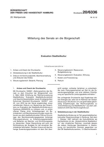 Drs. 20/6336 Mitteilung des Senats: Evaluation ... - Frank Schmitt