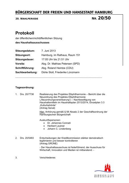 Wortprotokoll ExpertenanhÃ¶rung Elbphilharmonie ... - Frank Schmitt