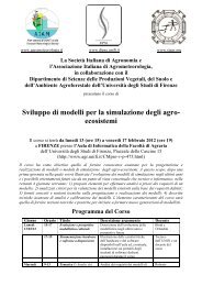 Sviluppo di modelli per la simulazione degli agro- ecosistemi