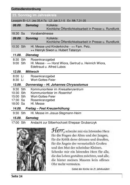 Pfarrbrief der katholischen Kirchengemeinde St. Joseph