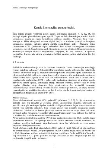 KanÄlu komutÄcijas pamatprincipi