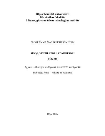 RÄ«gas TehniskÄ universitÄte BÅ«vniecÄ«bas fakultÄte Siltuma, gÄzes un ...