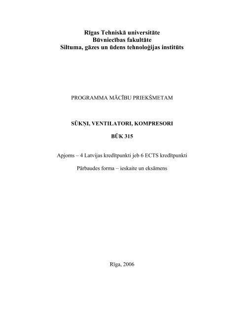 RÄ«gas TehniskÄ universitÄte BÅ«vniecÄ«bas fakultÄte Siltuma, gÄzes un ...