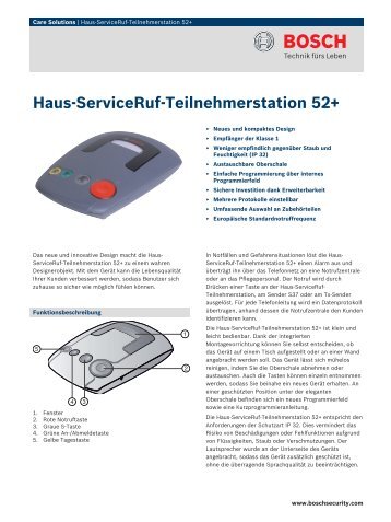Haus-ServiceRuf-Teilnehmerstation 52+ - Bosch Security Systems