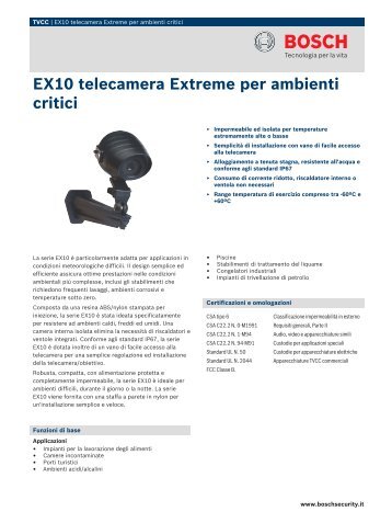 EX10 telecamera Extreme per ambienti critici - Bosch Security ...