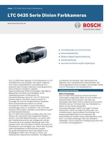 LTC 0435 Serie Dinion Farbkameras - Bosch Security Systems