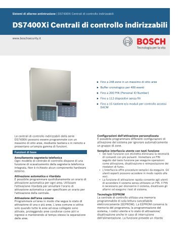 DS7400Xi Centrali di controllo indirizzabili - Bosch Security Systems