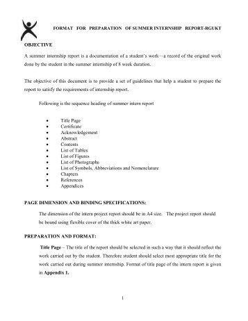 objective of summer internship