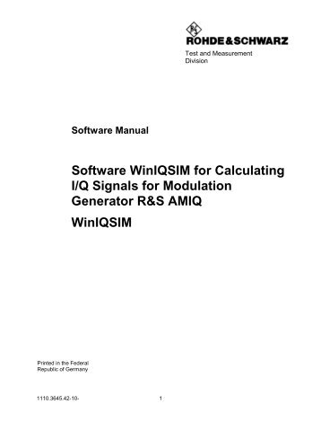 Software Manual WinIQSIM - ES Documentation