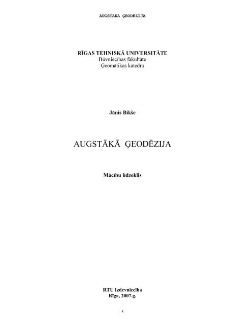 AUGSTÄKÄ Ä¢EODÄZIJA - BÅ«vniecÄ«bas fakultÄte