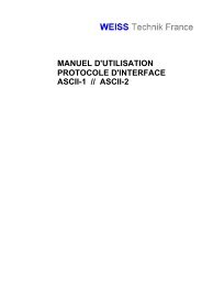 Protocole ASCII 1 / ASCII 2 - Weiss Technik France