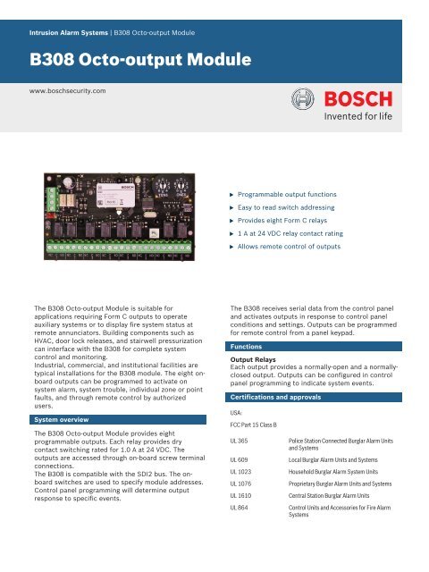 B308 Octo-output Module - Bosch Security Systems
