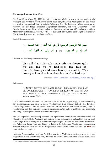 Kompositionelle PhÃ¤nomene im Koran - Lichtwort