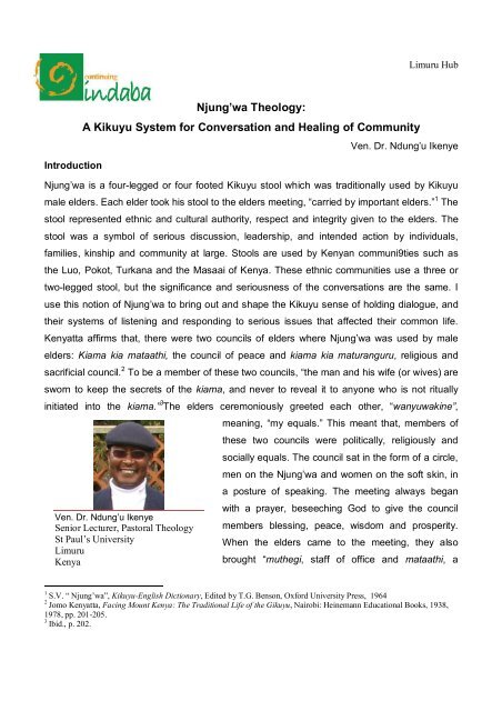 Njung'wa Theology: A Kikuyu System for ... - Anglican Communion