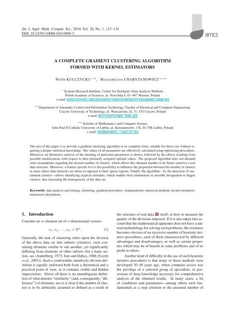 A complete gradient clustering algorithm formed with kernel estimators