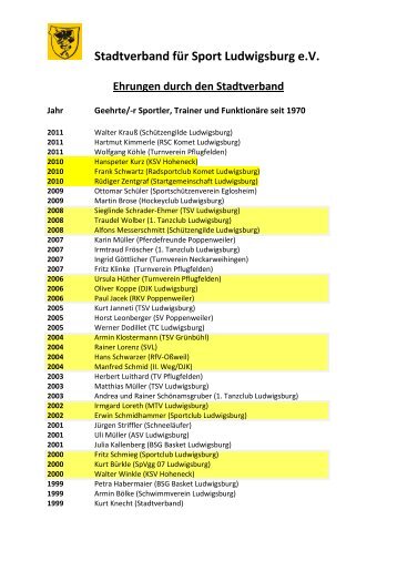 Stadtverband fÃ¼r Sport Ludwigsburg e.V.