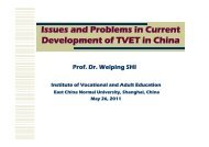 Issues and Problems in Current Development of TVET in China - INAP