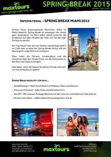 Infos zum Spring-Break 2014 in Miami - Max-tours.de