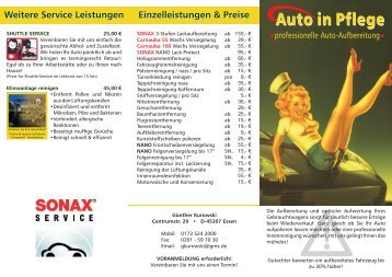 Weitere Service Leistungen Einzelleistungen & Preise