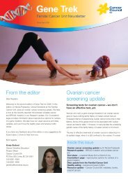 From the editor Ovarian cancer screening update - Cancer Council SA