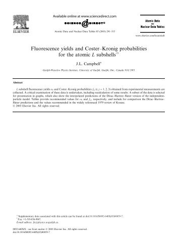 Fluorescence yields and Coster–Kronig probabilities for the atomic L ...