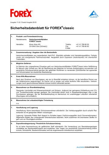 Sicherheitsdatenblatt fÃ¼r FOREX classic