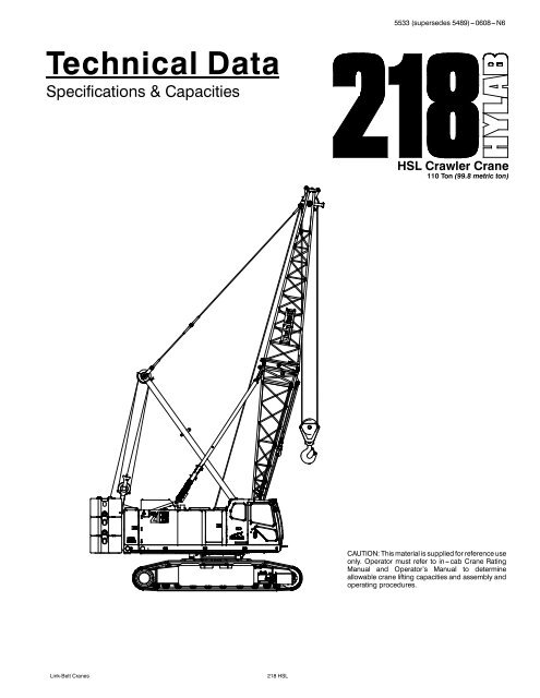 Link Belt 348 Load Chart