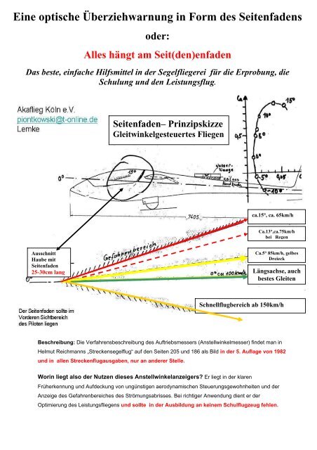 Eine optische Ãberziehwarnung in Form des Seitenfadens