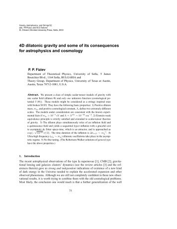 4D dilatonic gravity and some of its consequences for astrophysics ...
