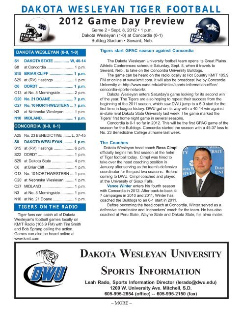 to preview the Game Day PDF! - DWU Athletics