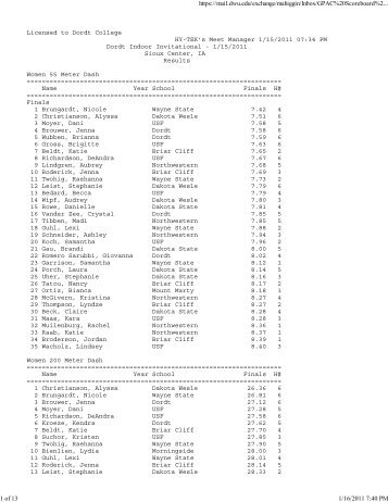 Results - DWU Athletics