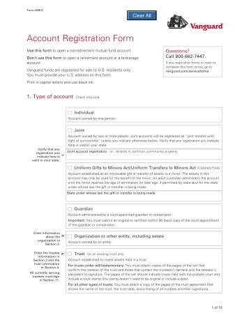 Vanguard Nonretirement Account Registration Form