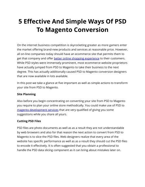 5 Effective And Simple Ways Of PSD To Magento Conversion