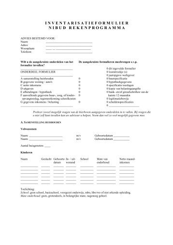 Inventarisatieformulier Nibud rekenprogramma pdf