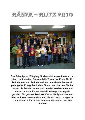 Bericht und Schlussranglisten - Schachklub Solothurn