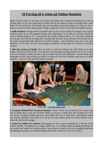10 Forslag til å vinne på Online Roulette