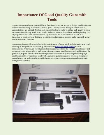 Importance Of Good Quality Gunsmith Tools