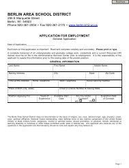 General Employment Application - Berlin Area School District