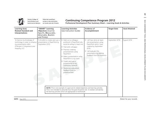 2012 CCP Self-Assessment Tool - Ontario College of Social ...