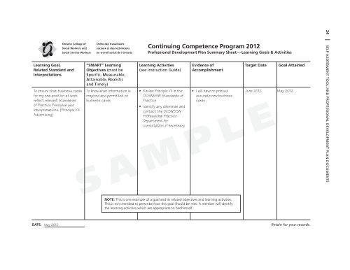 2012 CCP Self-Assessment Tool - Ontario College of Social ...