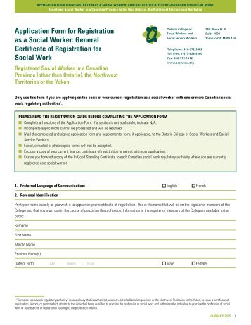 Application Form - Ontario College of Social Workers and Social ...