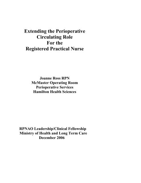 Extending The Perioperative Circulating Role Rpnao