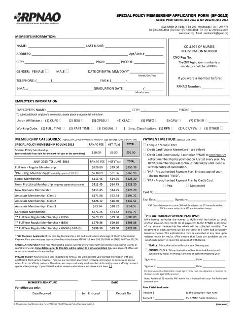 special policy membership application form (sp-2013) - Registered ...