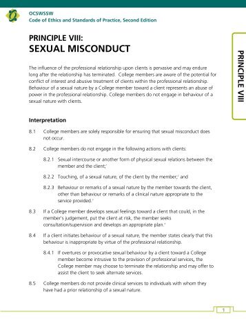 Principle VIII: Sexual Misconduct - Ontario College of Social Workers ...